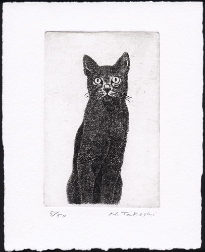 黒い猫・2009 (c007)・銅版画
