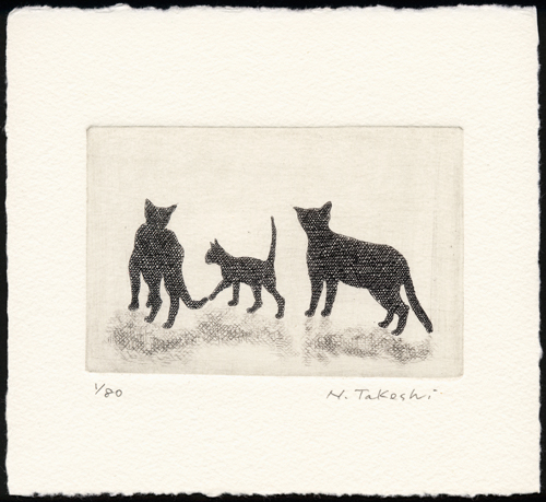 三匹の猫・ファミリー (c019)・銅版画