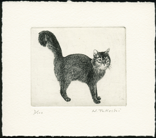 シッポの大きな猫 (c014)・銅版画